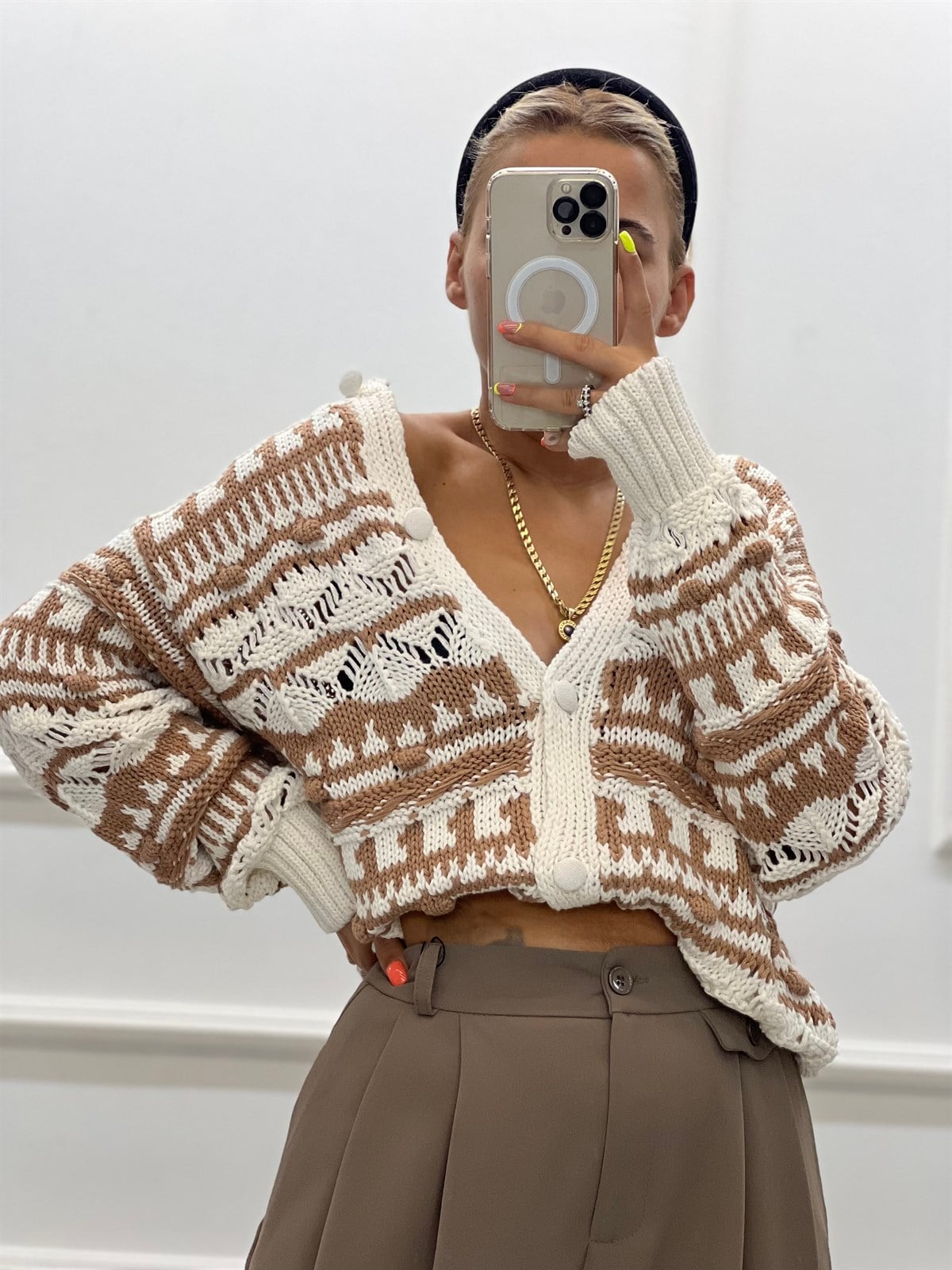 Etnik Örme Camel HırkaHIRKA