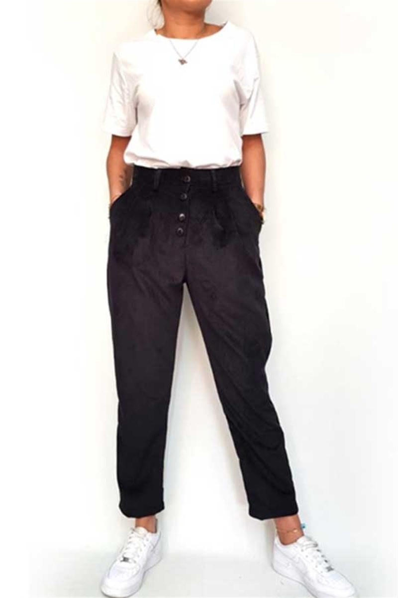 Fitilli Kadife Mom Kesim Pantalon