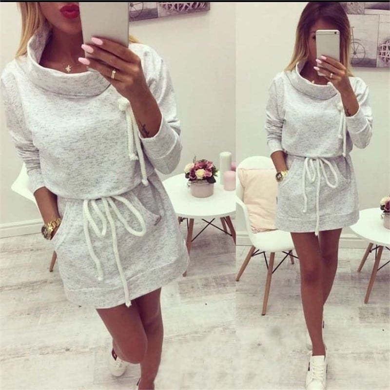 Geniş Boğazlı Sweat Elbise