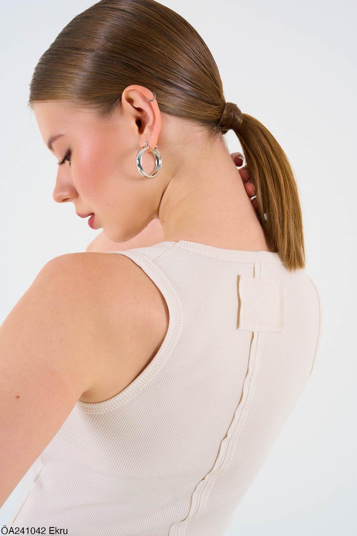 Geniş Omuz Ekru AtletBLUZ