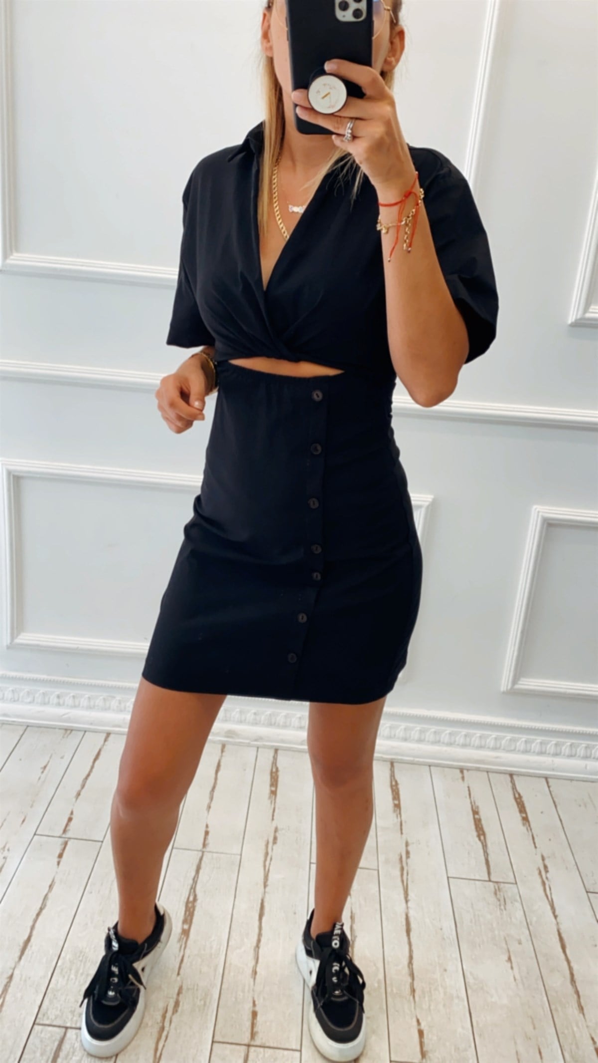 Göbek Dekolteli Gömlek Elbise