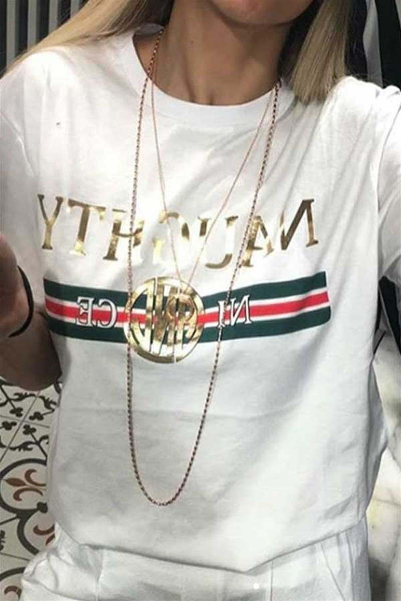 Gold Baskılı Naughty Tshirt