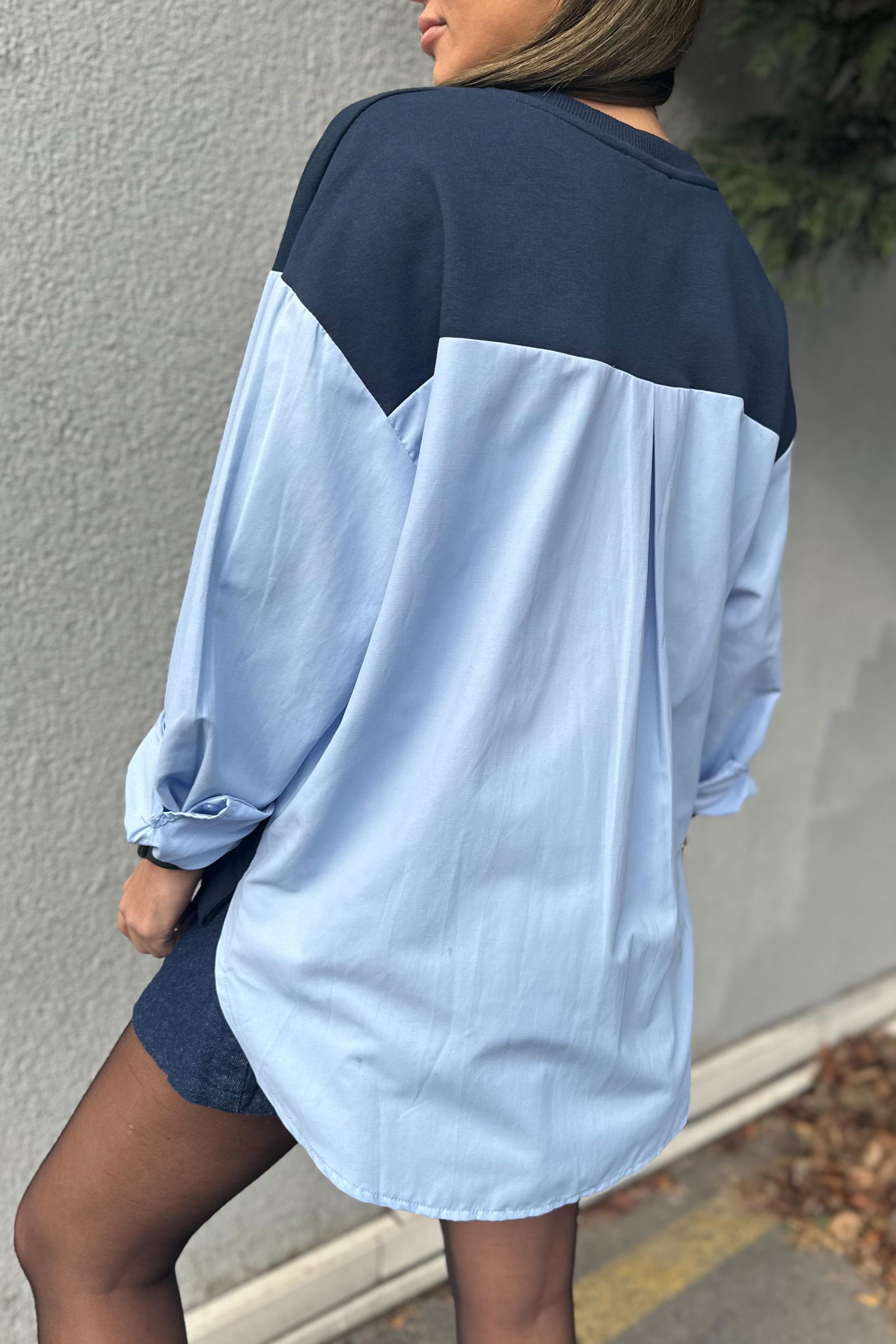 Gömlek Detay Lacivert SweatshirtYENİ GELENLER