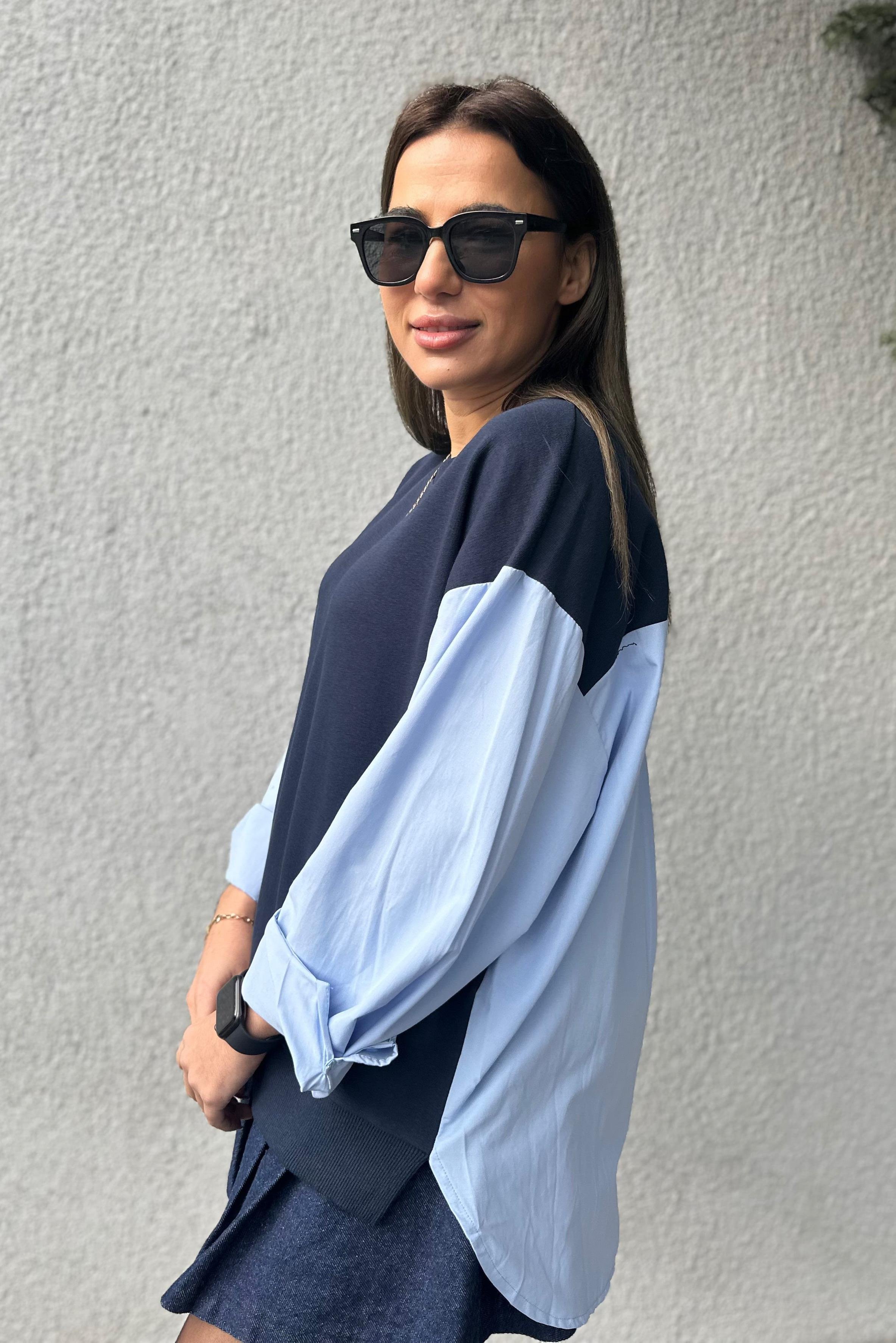 Gömlek Detay Lacivert SweatshirtYENİ GELENLER