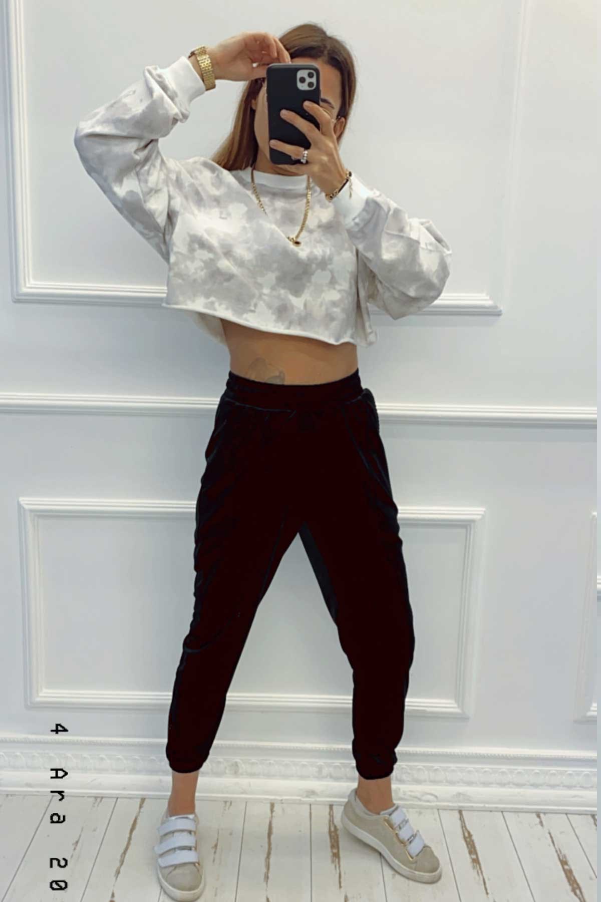 Gri Batik Crop Sweat