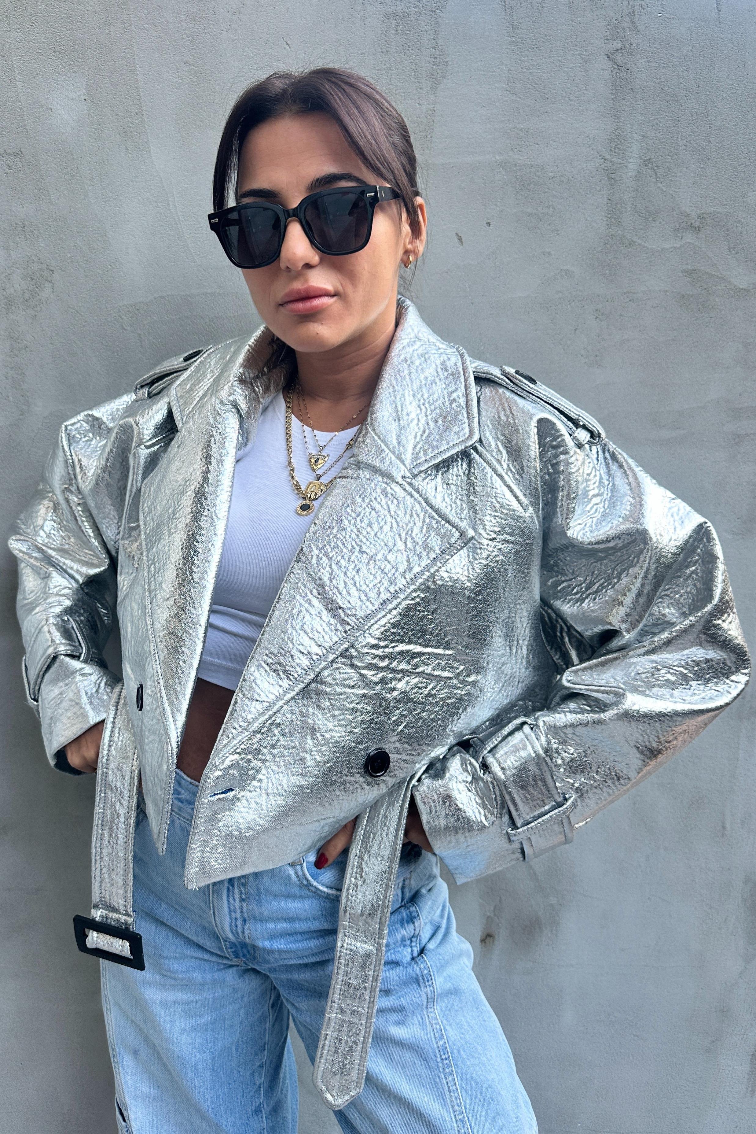 Gümüş Biker CeketMONT/CEKET