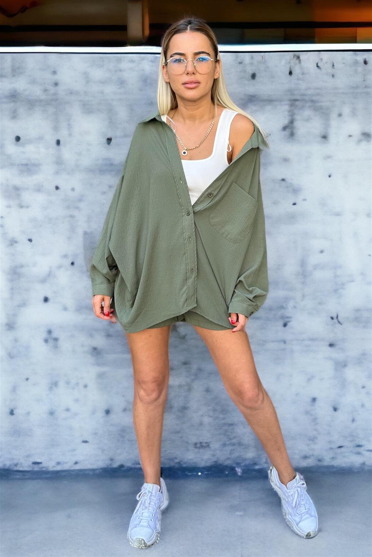 Haki Oversize GömlekGÖMLEK