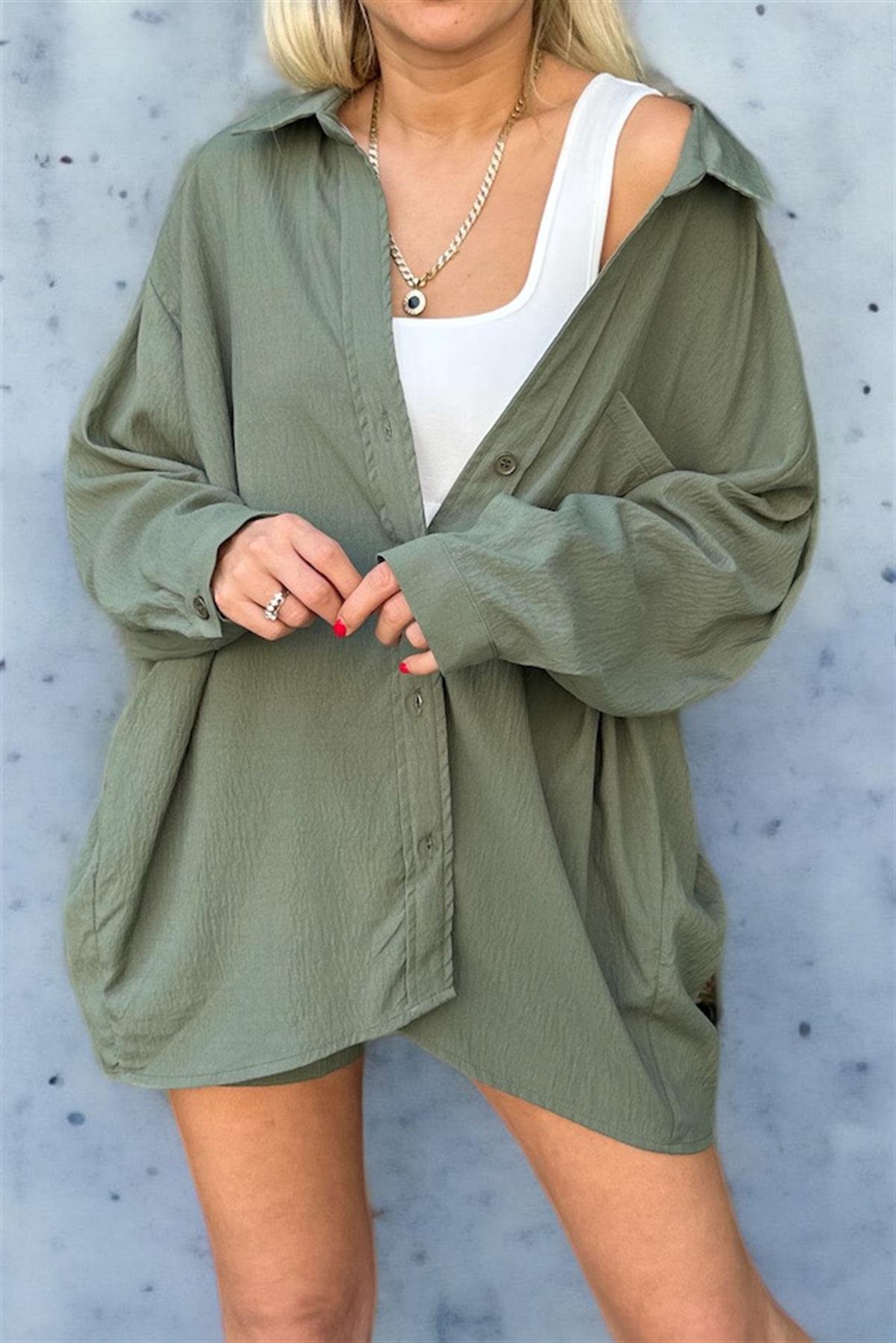 Haki Oversize GömlekGÖMLEK