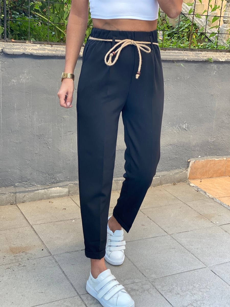 Hasır İp Kemerli PantalonPANTOLON