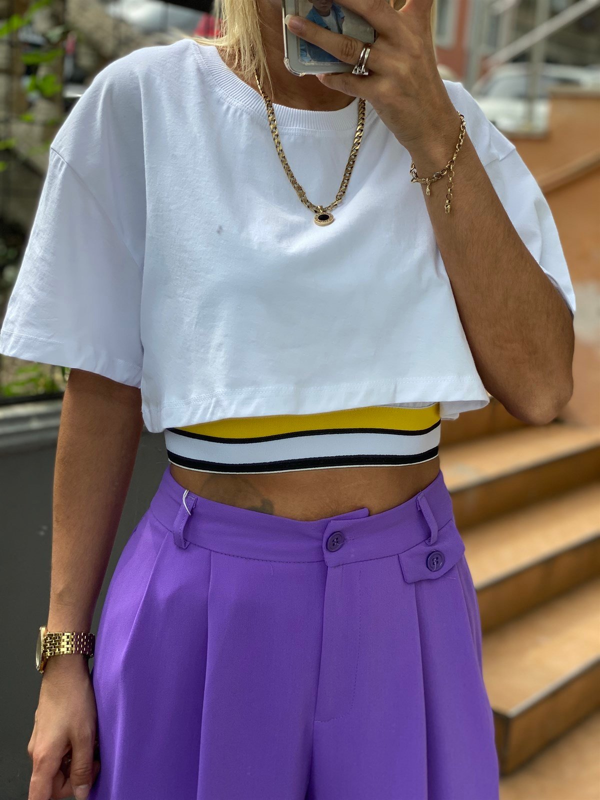 İçi Crop Detaylı Basic TshirtTSHİRT