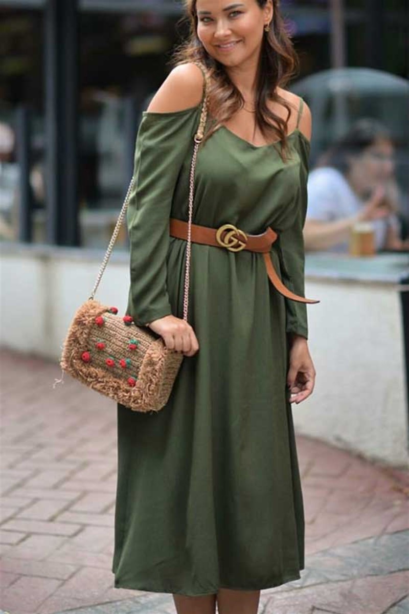 İnce Askılı Maxi Saten Elbise