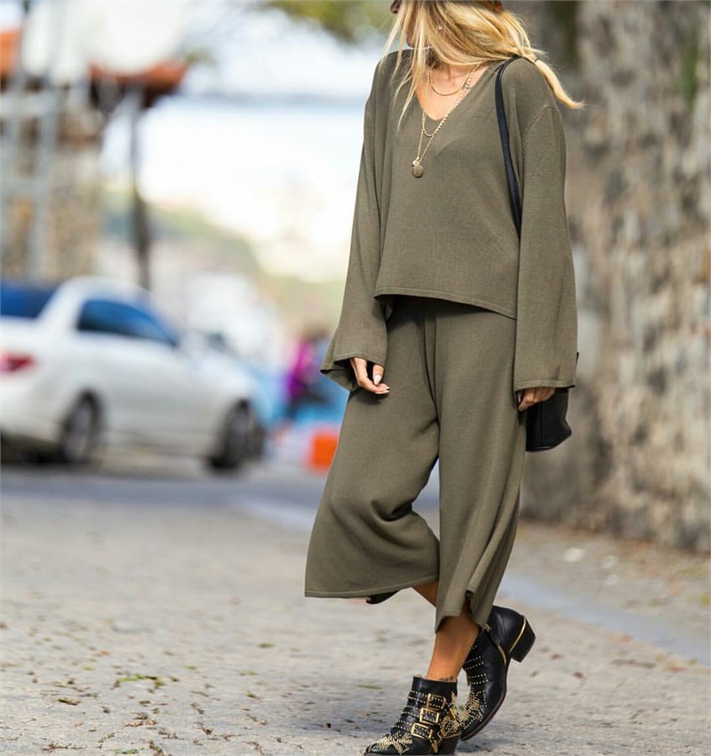 İnce Triko Pantalon Takım