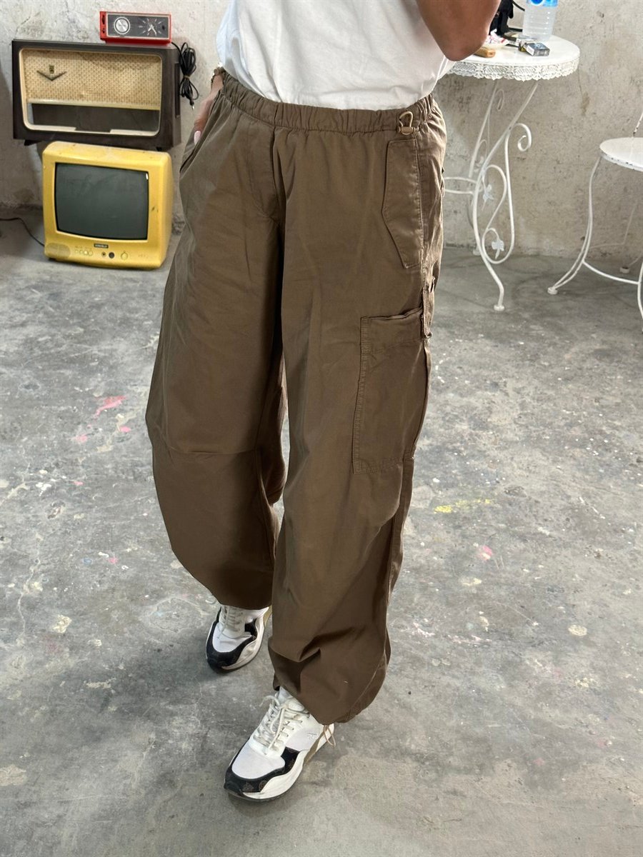 Kahverengi Gabardin Paraşüt PantolonPANTOLON