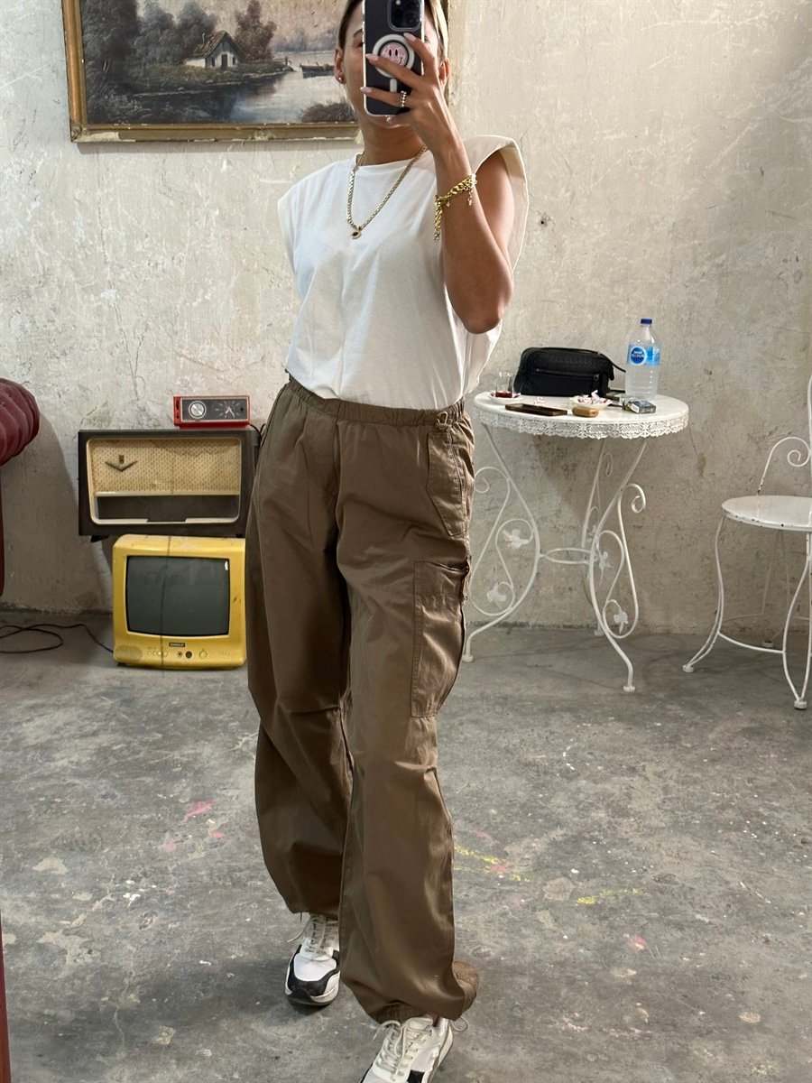 Kahverengi Gabardin Paraşüt PantolonPANTOLON