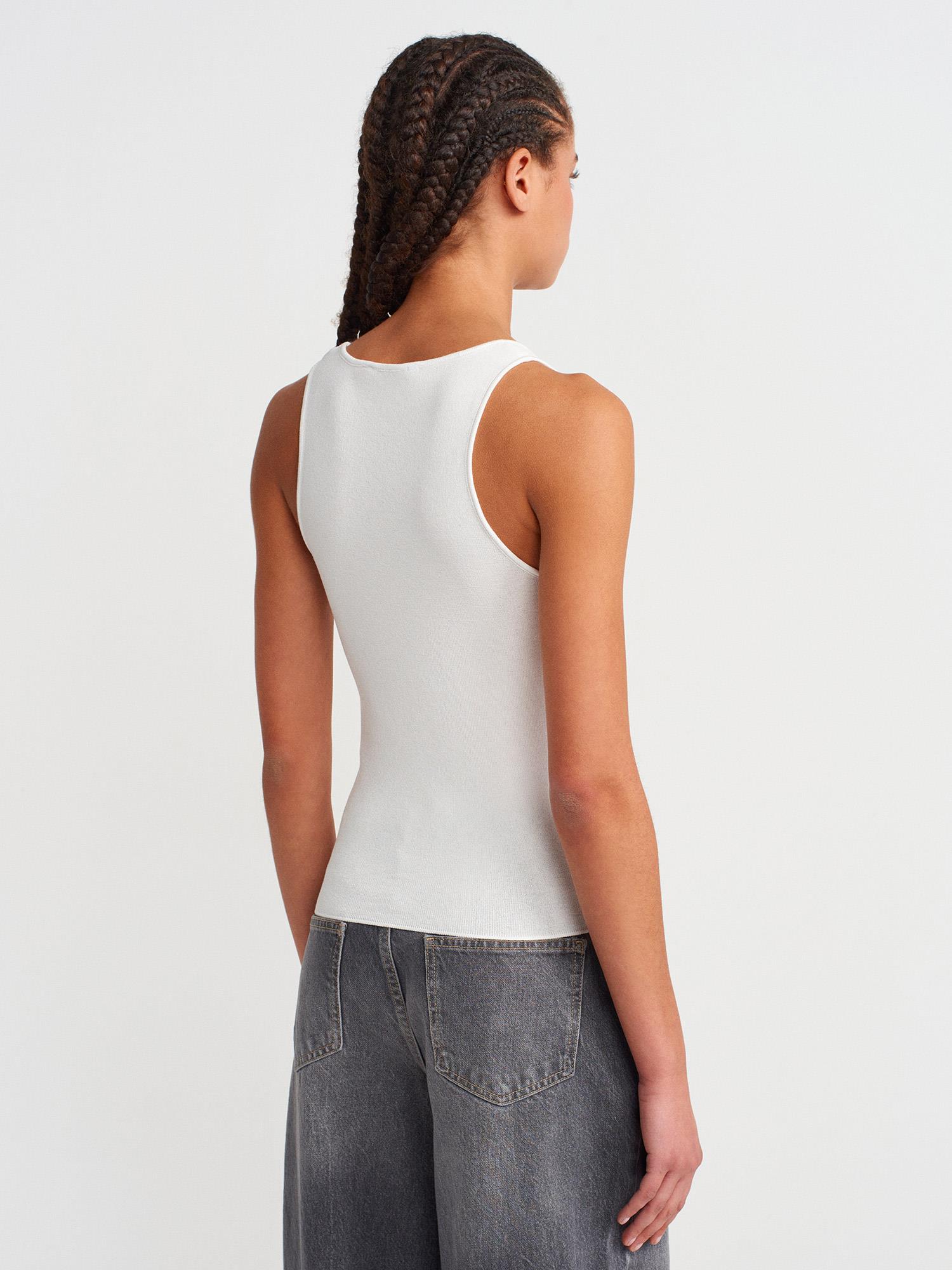 Kalın Askılı Basic Ekru Triko BluzÇOK SATANLAR