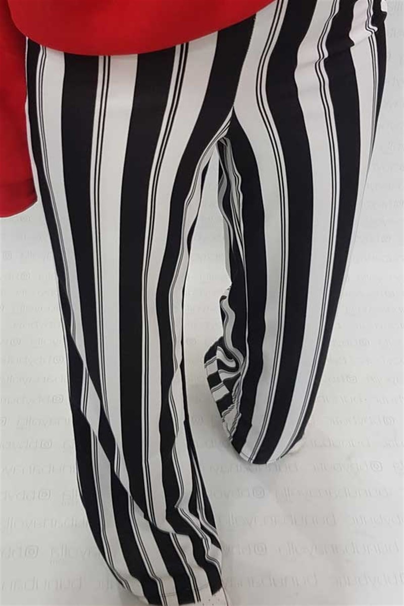 Kalın Çizgili Bol Pantalon