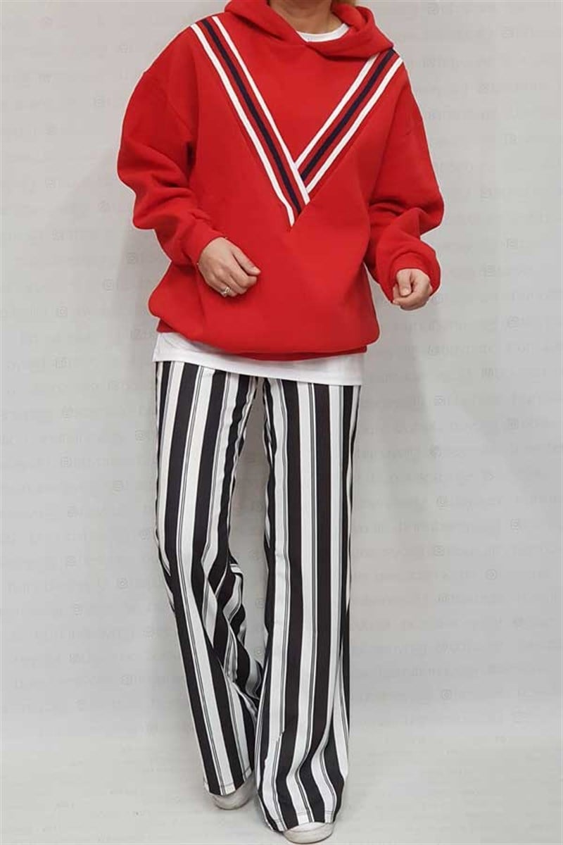 Kalın Çizgili Bol Pantalon