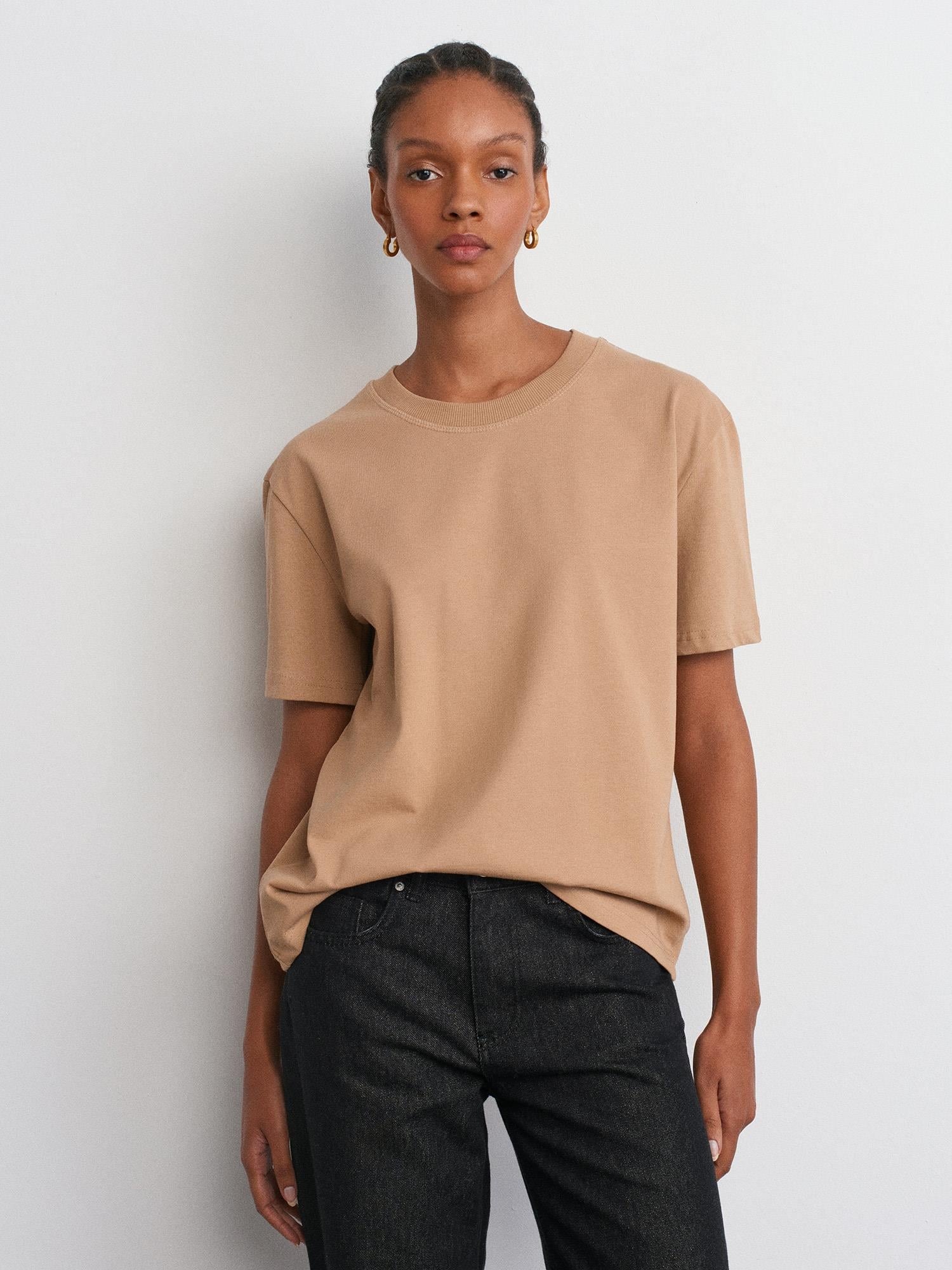 Kalın Yaka Basic Açık Camel TshirtÇOK SATANLAR