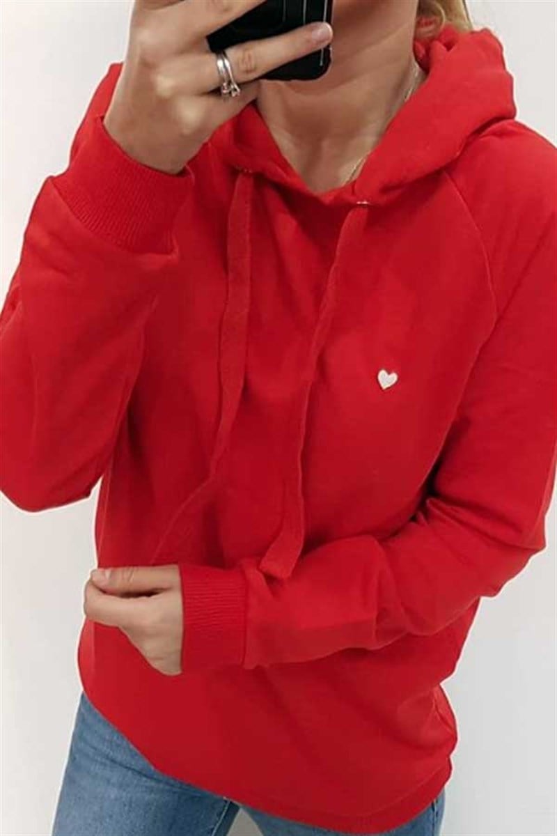 Kalp Nakışlı Sweatshirt