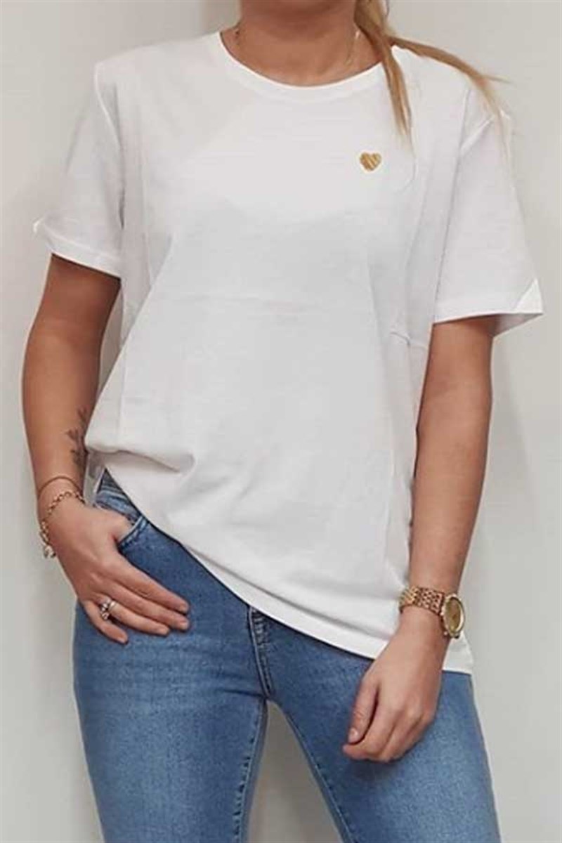 Kalp Nakışlı Tshirt