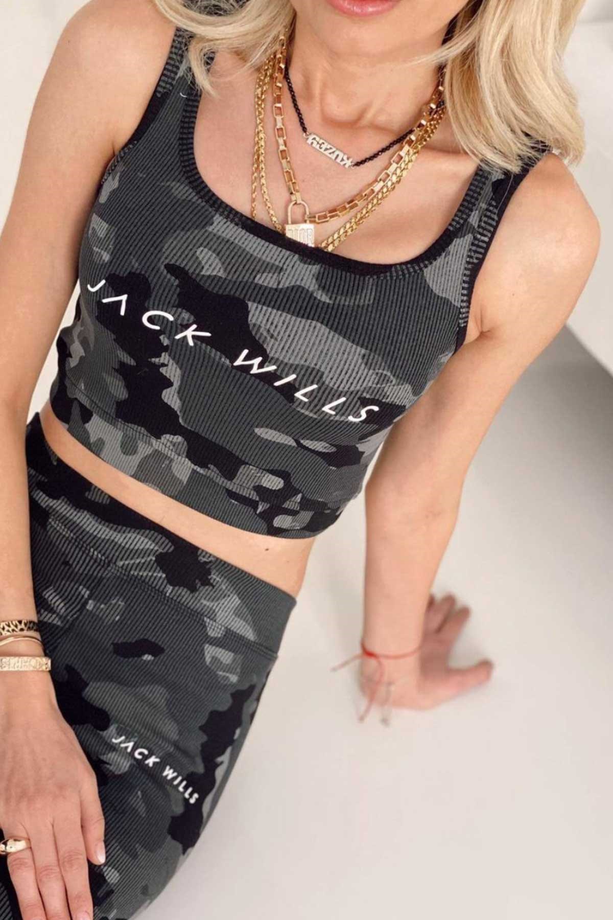Kamuflaj Desen Tayt Crop Takım