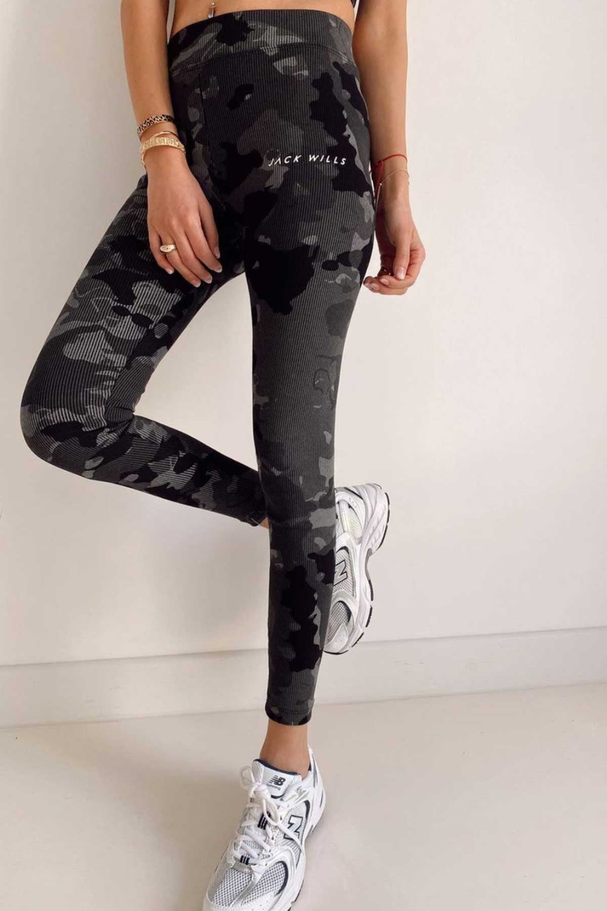 Kamuflaj Desen Tayt Crop Takım