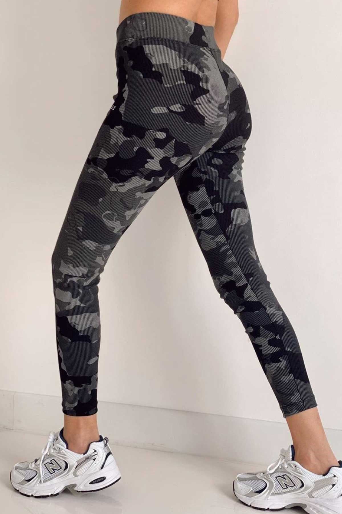 Kamuflaj Desen Tayt Crop Takım