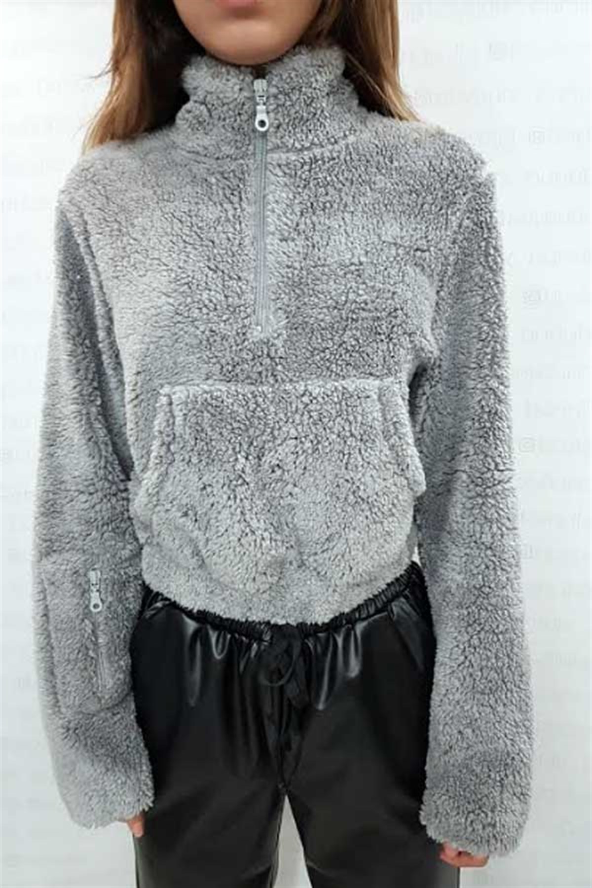 Kanguru Cepli Peluş Sweatshirt