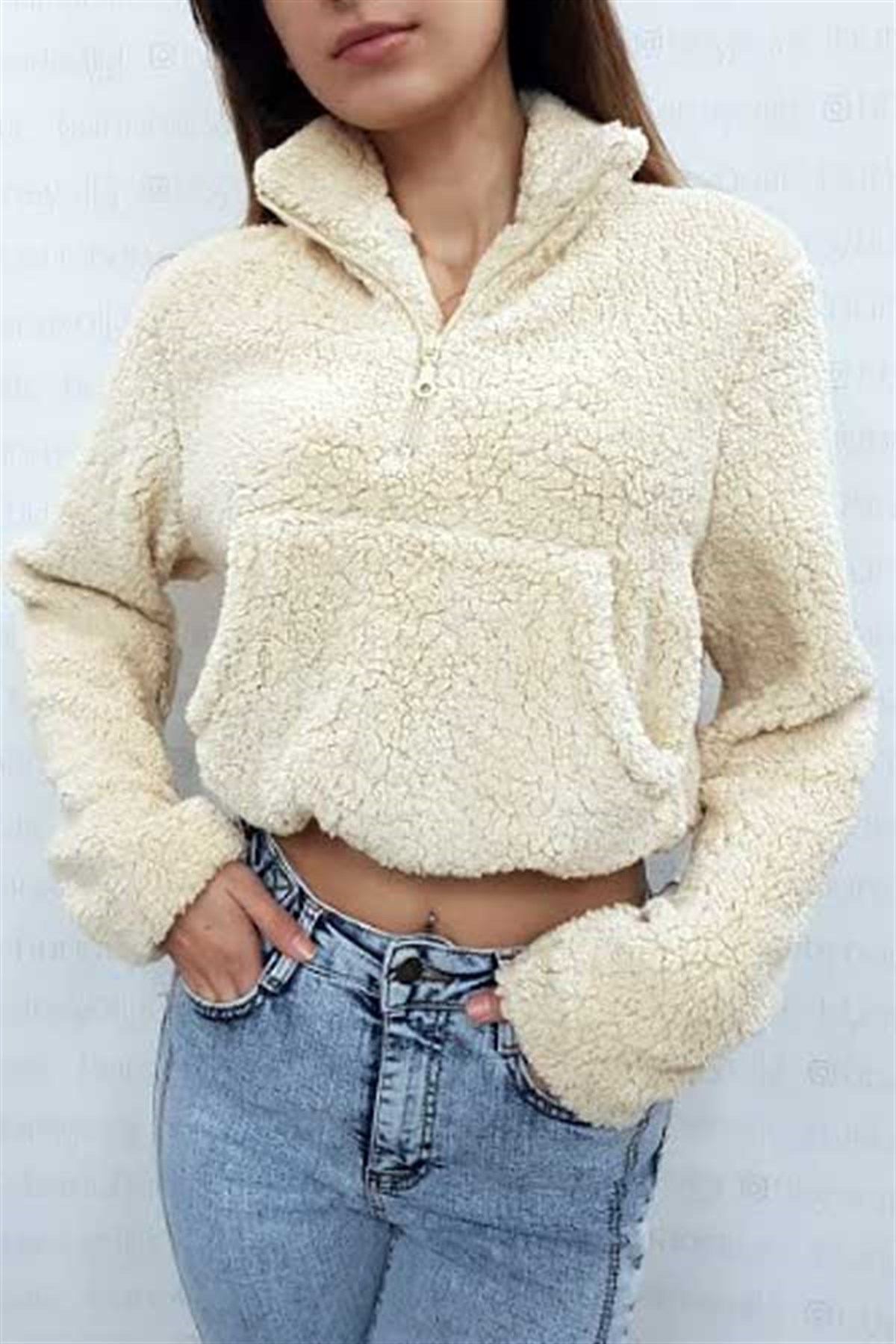 Kanguru Cepli Peluş Sweatshirt