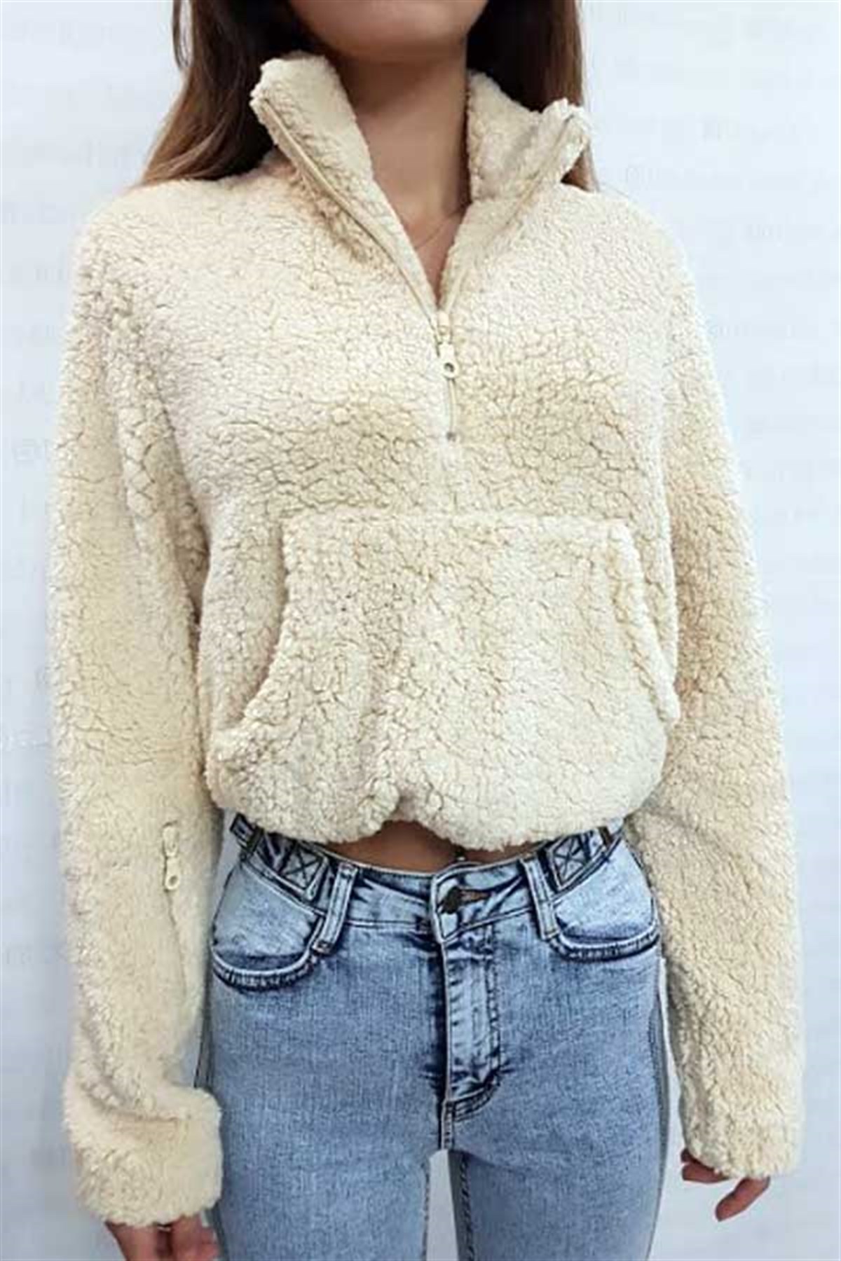 Kanguru Cepli Peluş Sweatshirt