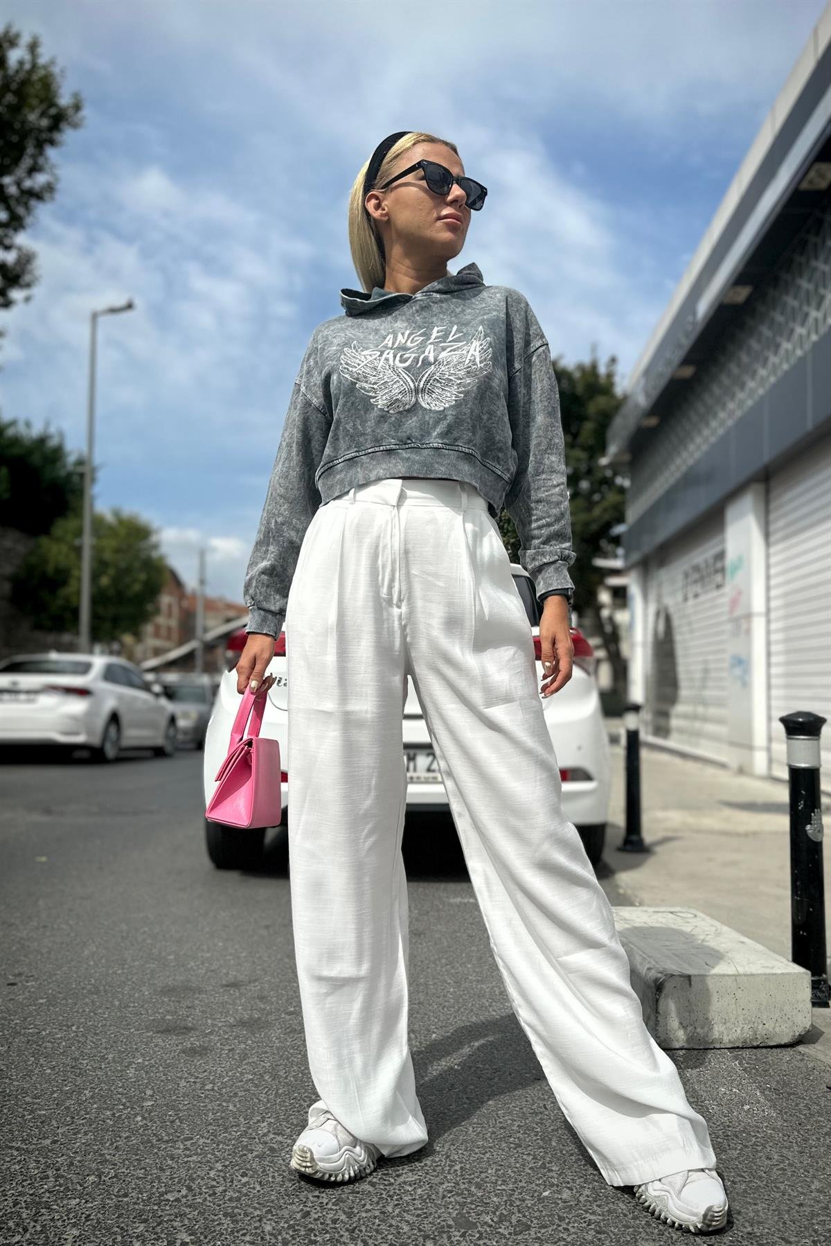 Kapişonlu Yıkamalı Mini SweatshirtSWEATSHİRT
