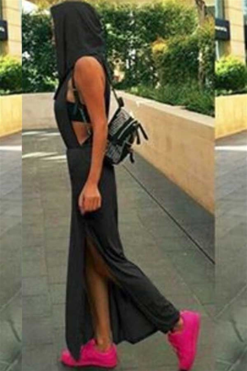 Kapşonlu Basic Penye Elbise