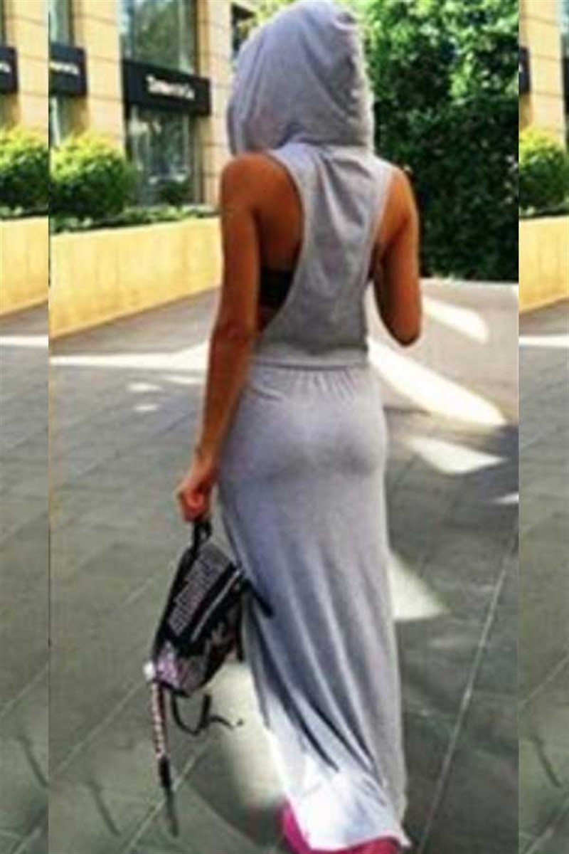 Kapşonlu Basic Penye Elbise