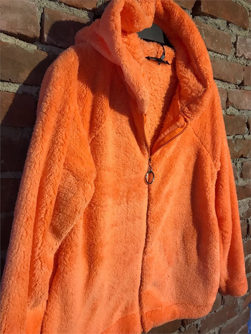 Kapşonlu Fermuarlı Peluş Sweatshirt