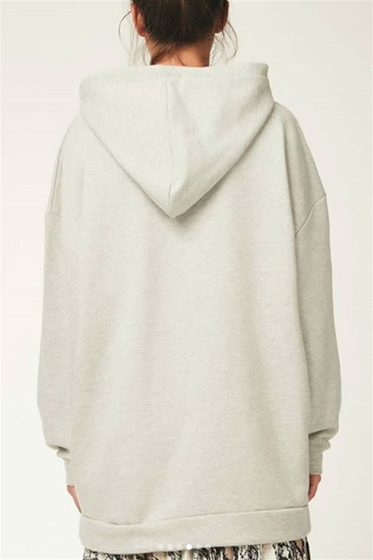 Kapşonlu Gri Tunik Sweatshirt