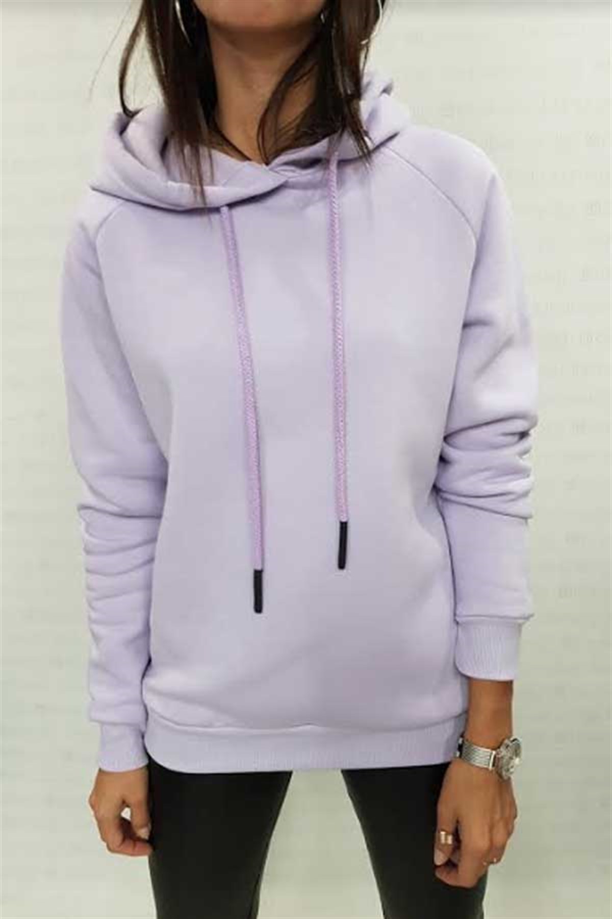 Kapşonlu Şardonlu Basic Sweatshirt