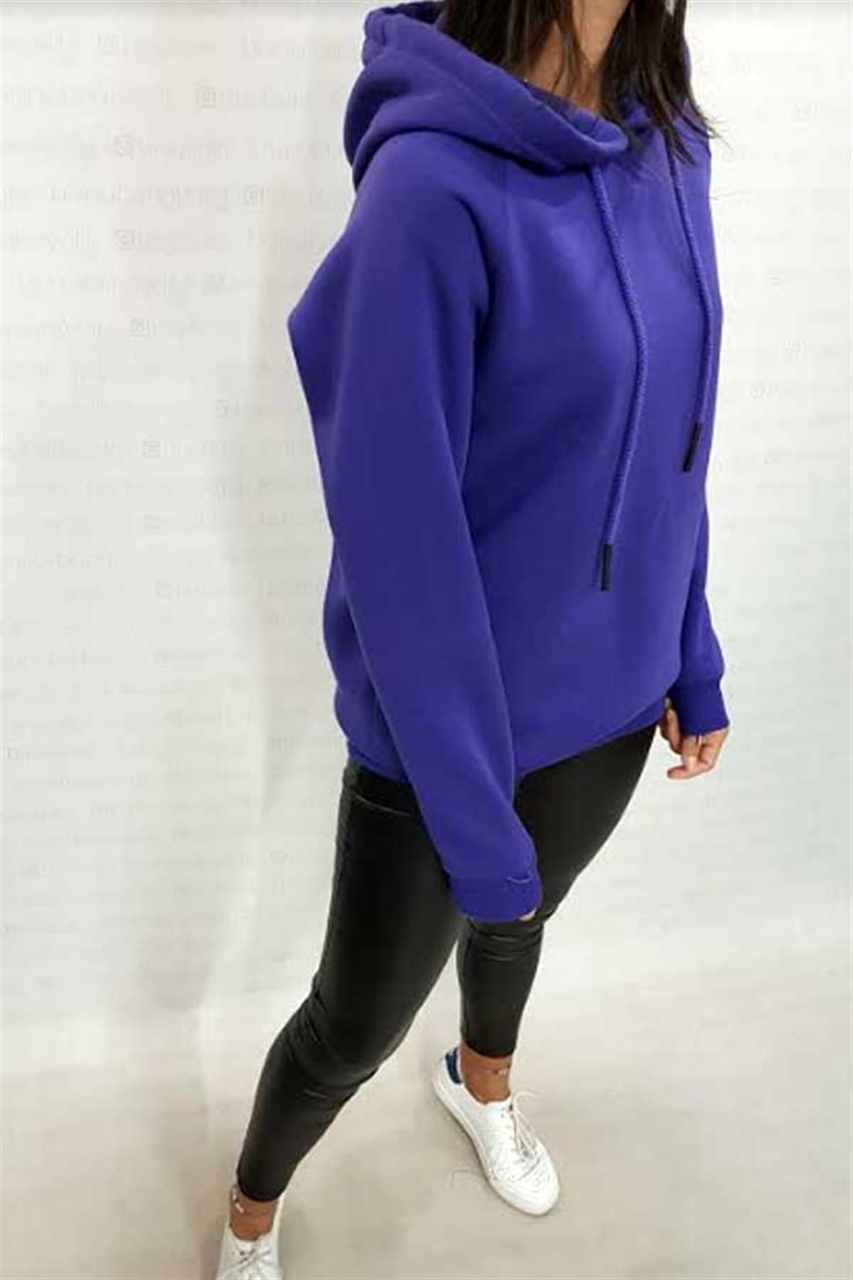 Kapşonlu Şardonlu Basic Sweatshirt