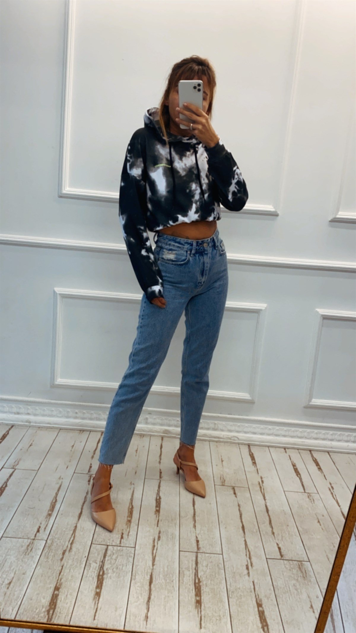 Kapüşonlu Batik Mini Sweat