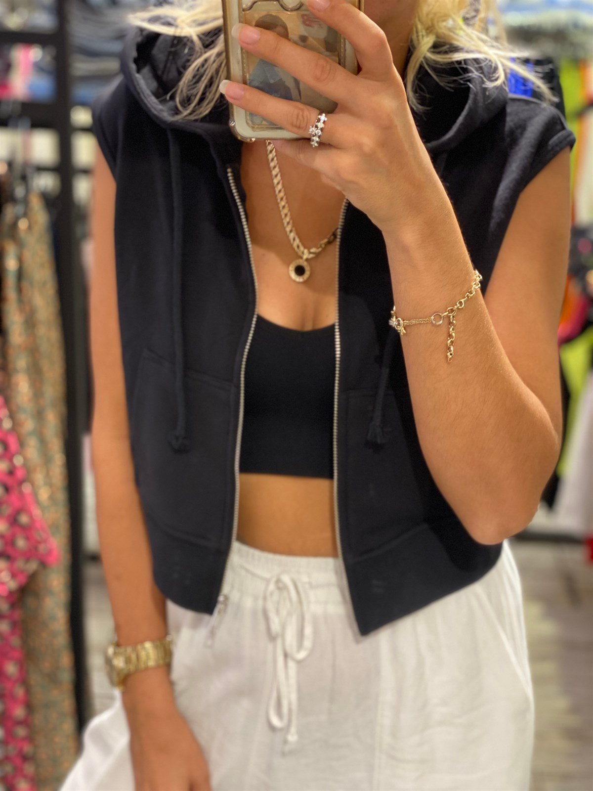 Kapüşonlu Crop YelekHIRKA