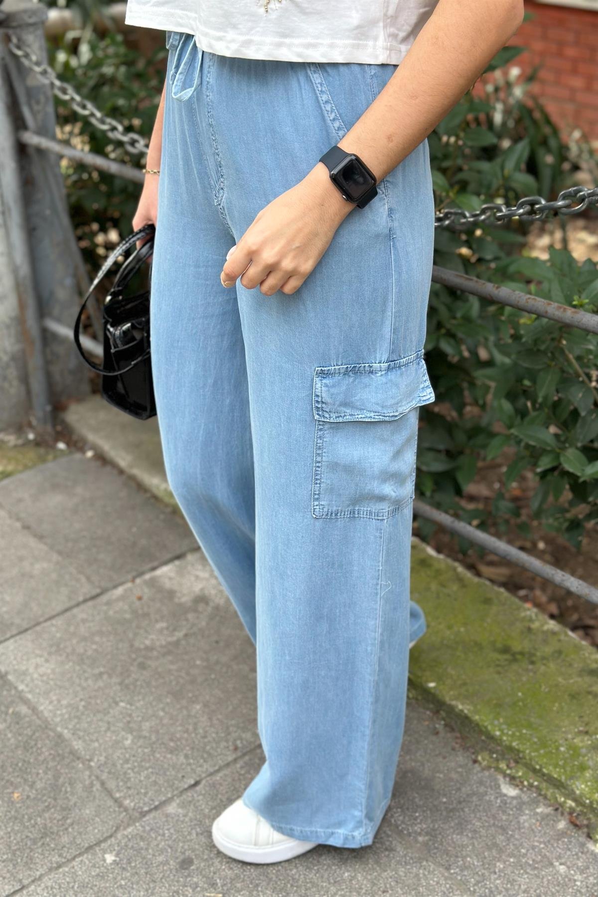 Kargo Cepli Tril Denim PantolonPANTOLON