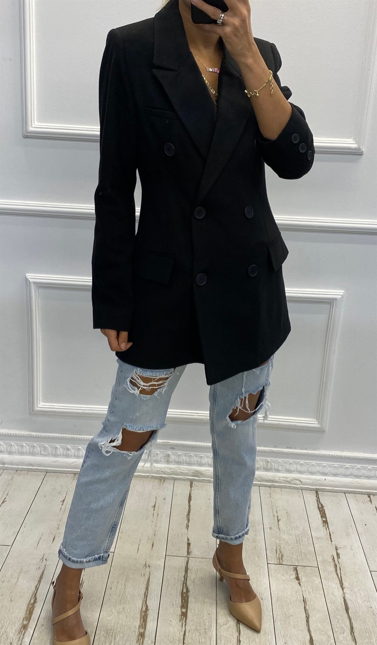 Kaşe Kruvaze Blazer CeketMONT/CEKET