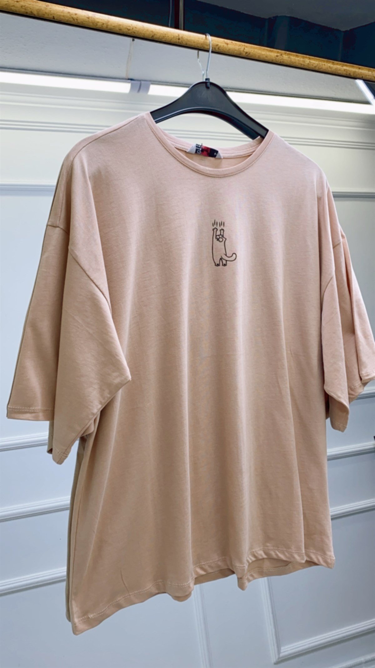 Kedi Baskılı Salaş Kesim Tshirt