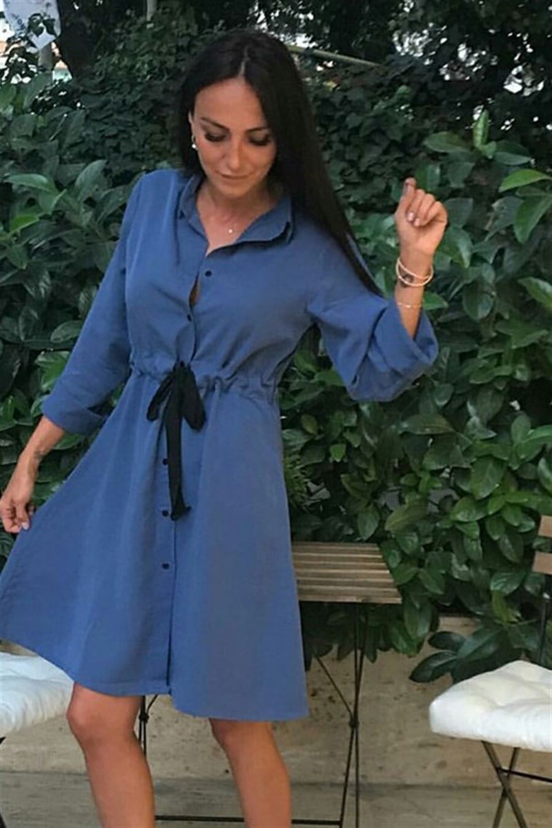 Kendinden Kuşaklı Tansel Elbise
