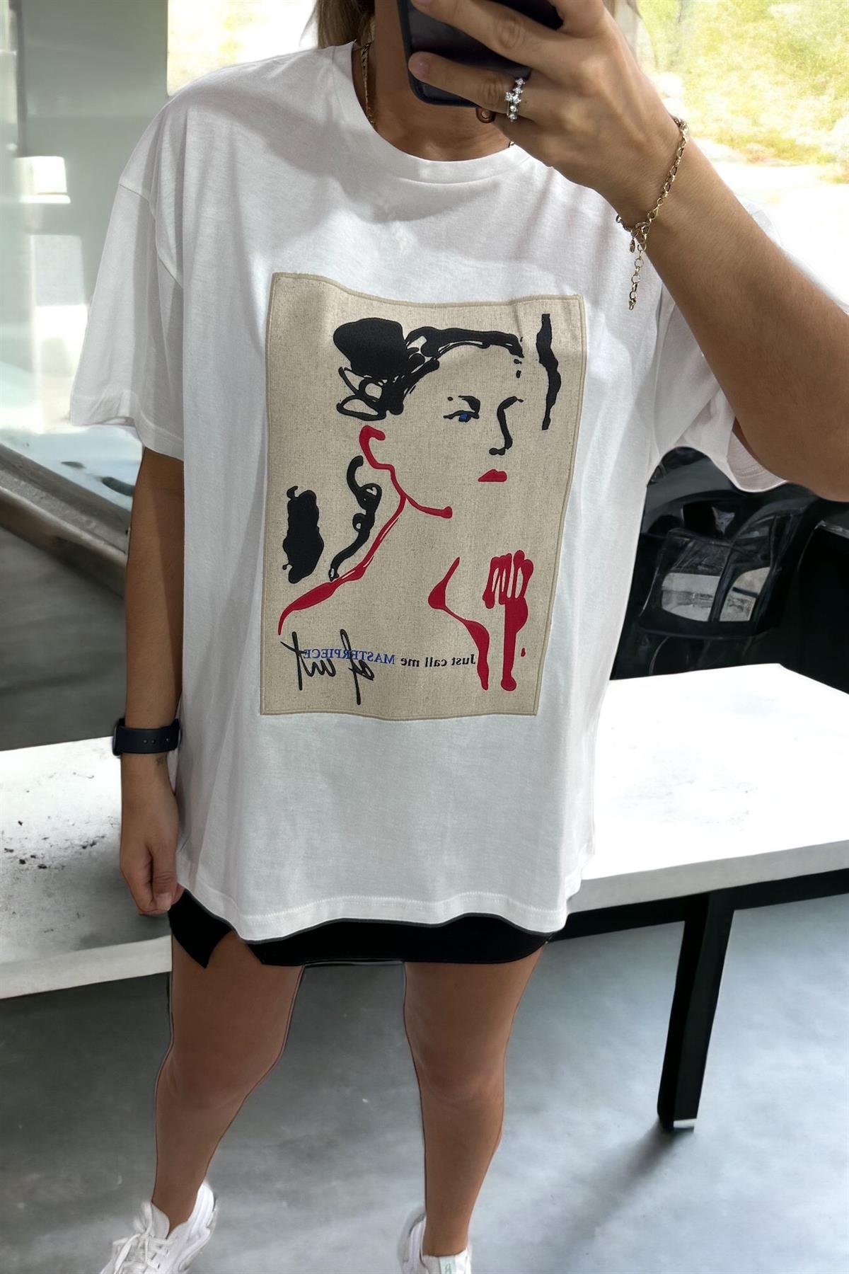 Keten Parçalı Beyaz TshirtTSHİRT