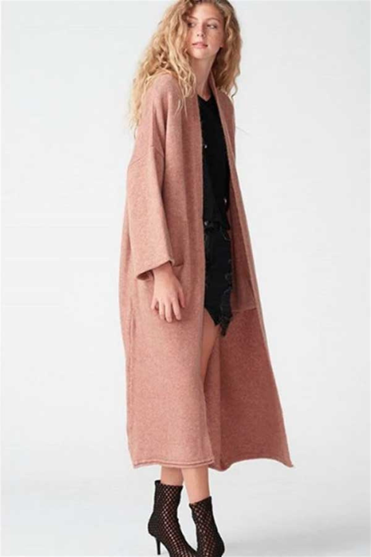 Kimono Kollu Maxi Hırka