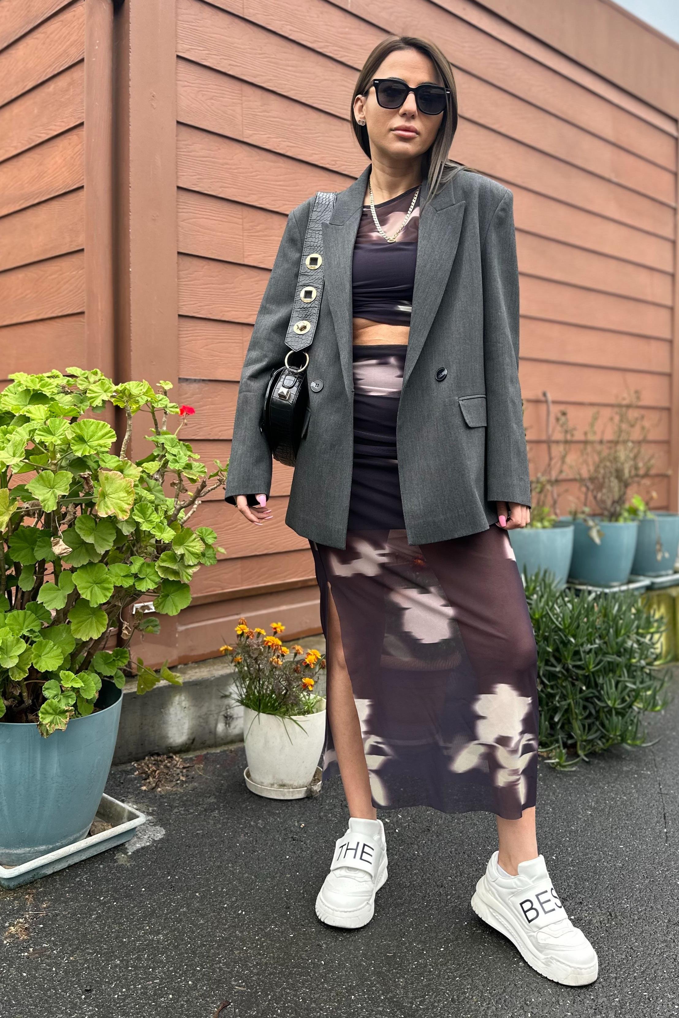 Kırçıllı Antrasit Blazer CeketMONT/CEKET