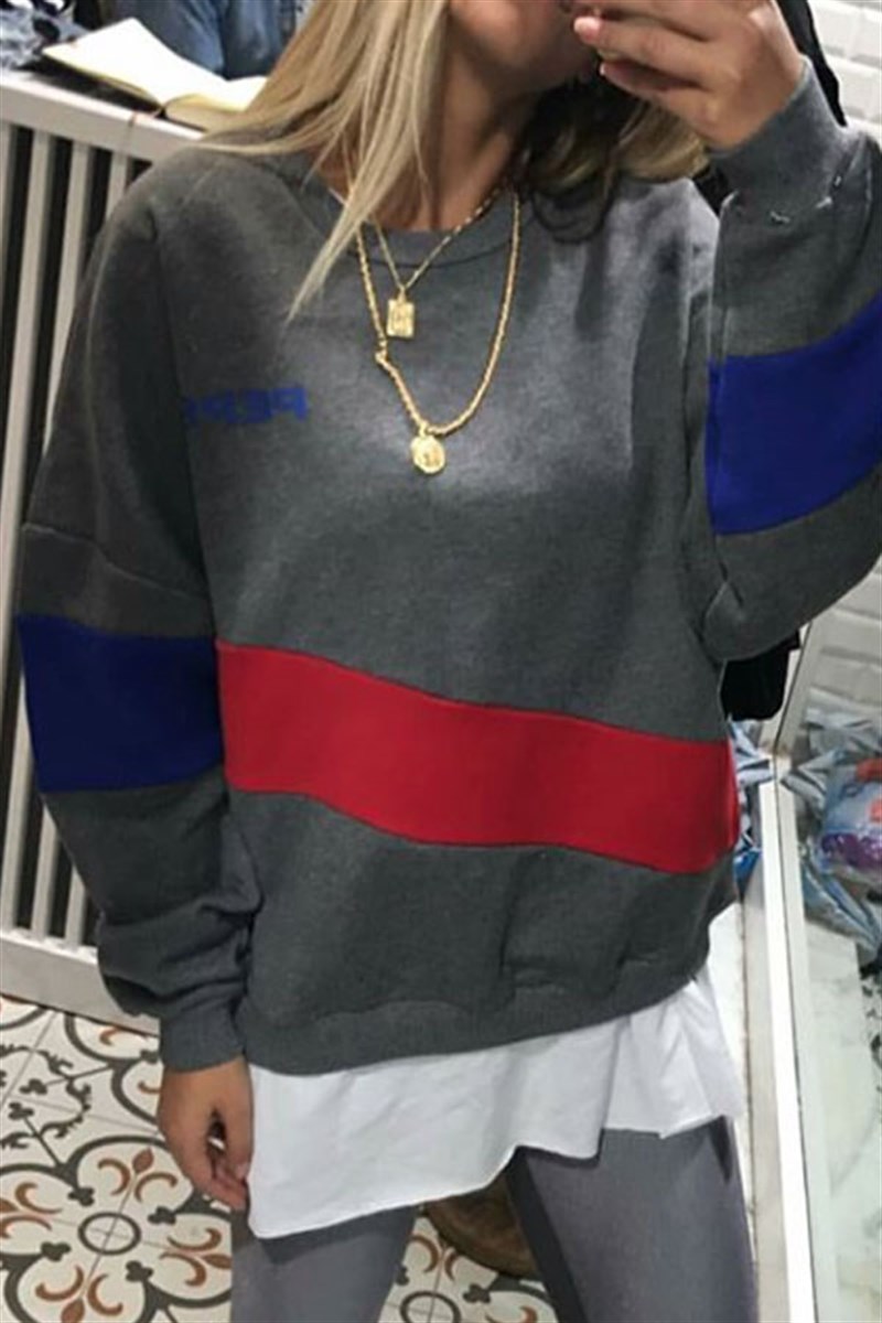 Kırmızı Şerit Baskılı Pepsi Sweatshirt