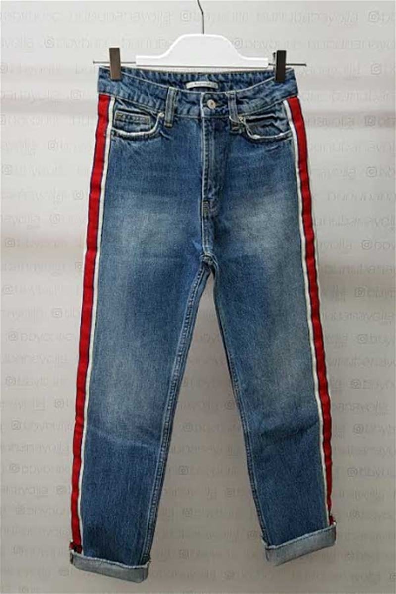 Kırmızı Şeritli Mom Jean