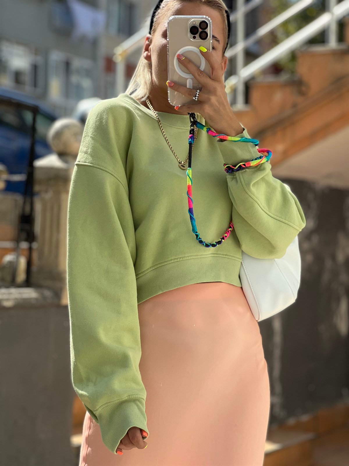 Kısa Basic Fıstık Yeşili  SweatshirtSWEATSHİRT