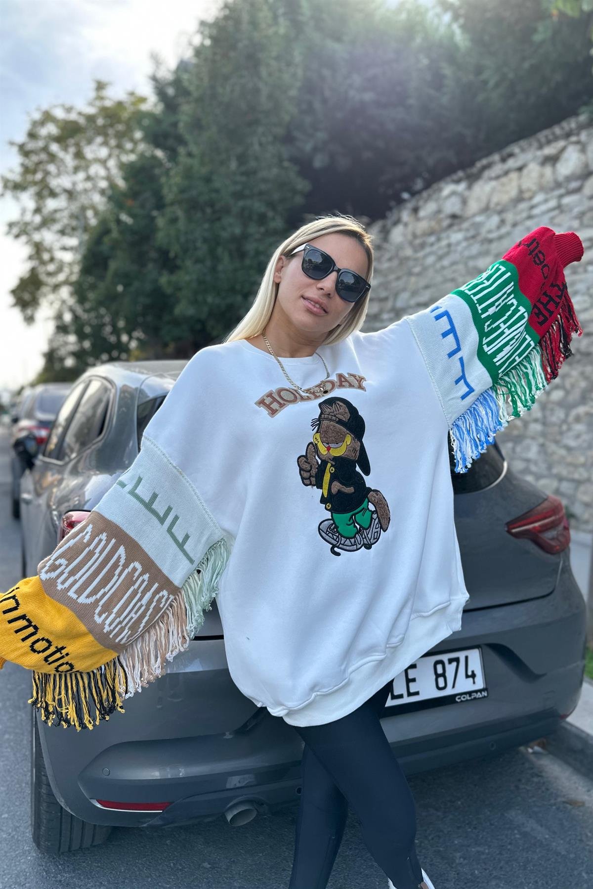 Kolları Örme Oversize SweatshirtSWEATSHİRT
